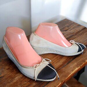 NWOT PAUL MAYER ( 7B ) ATTITUDES Jewel Cap-Toe Espadrille Wedge Pumps